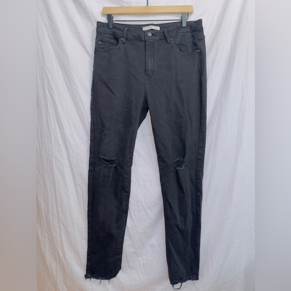 KanCan Black Wash Denim High Waisted Raw Hem Skinny Jeans size 31 - Picture 1 of 6